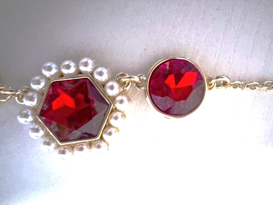 "Collar de cadena de oro rubí rojo Monet nuevo con etiquetas 20""" Foto 4 de 4