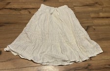 Mini Boden Girls White with Gold Sparkle Stripes Lined Skirt Size 6-7Y