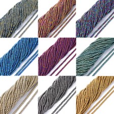 10 Strands 2.5mm Full Plated Round Electroplate Glass Beads Strands Crafts 14"