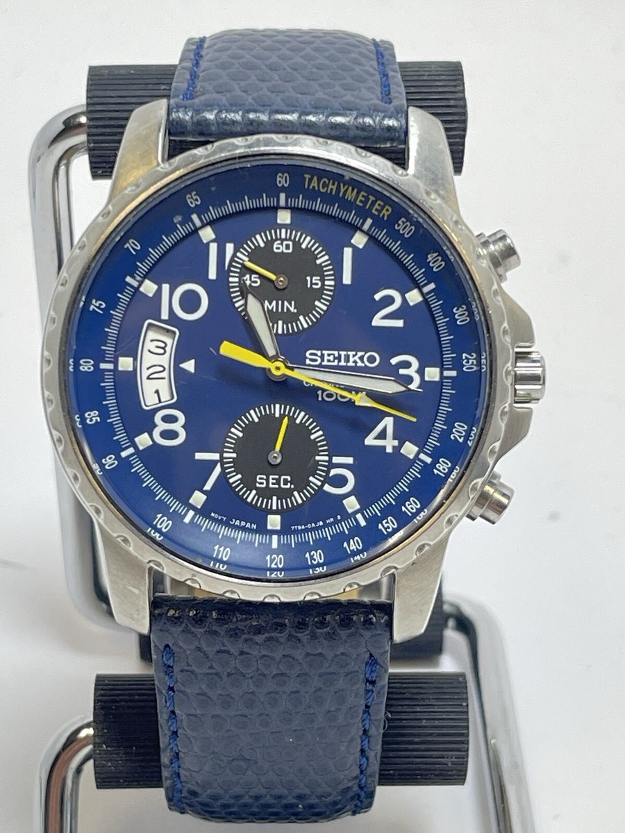 Seiko Chronograph 100M Blue Quartz Watch Ref. 7T94-0AH0 New Seiko Chronograph 100M Blue Quartz Watch Ref. 7T94-0AH0 New