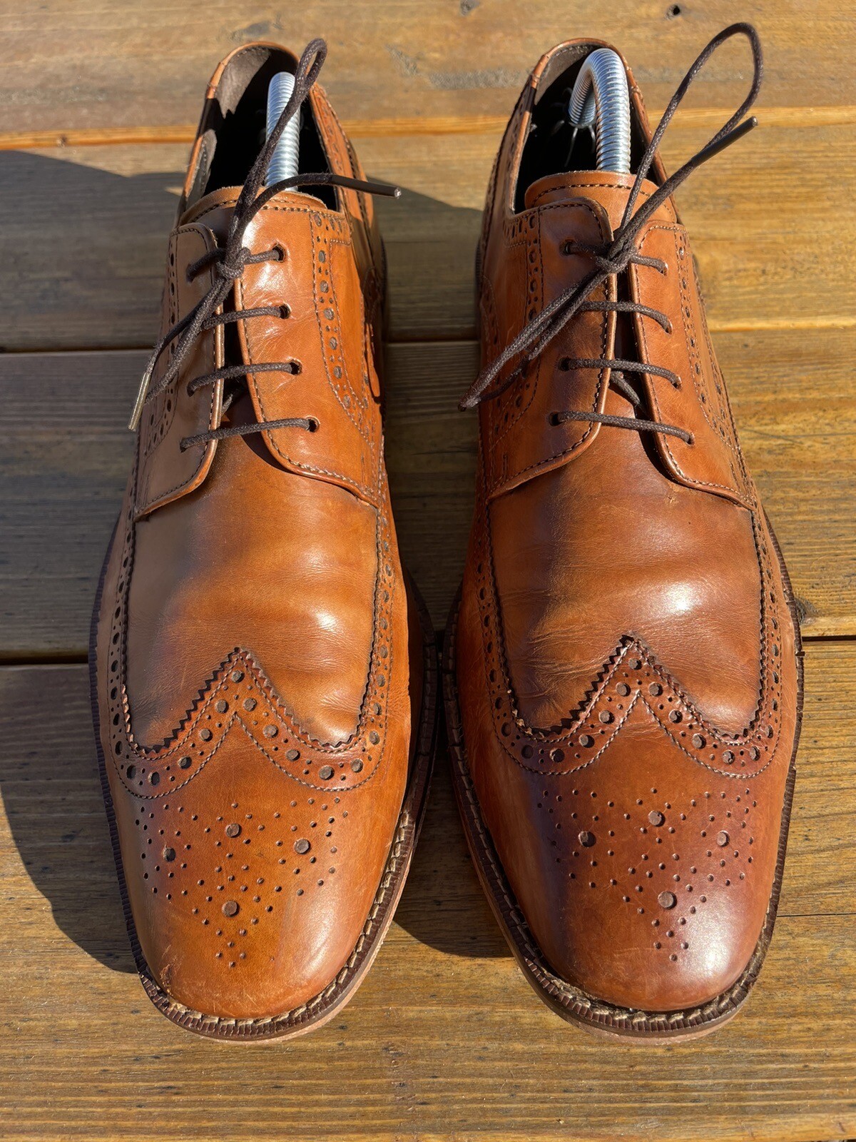 SAOLA Scarpe da uomo marroni Cole Haan Air Giraldo taglia 10 M in pelle punta alare Oxford marrone chiaro