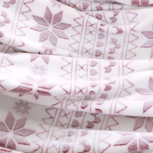 Red Snowflake Textured Velvet Plush Blanket Throw 50" x 60" - Picture 3 of 4