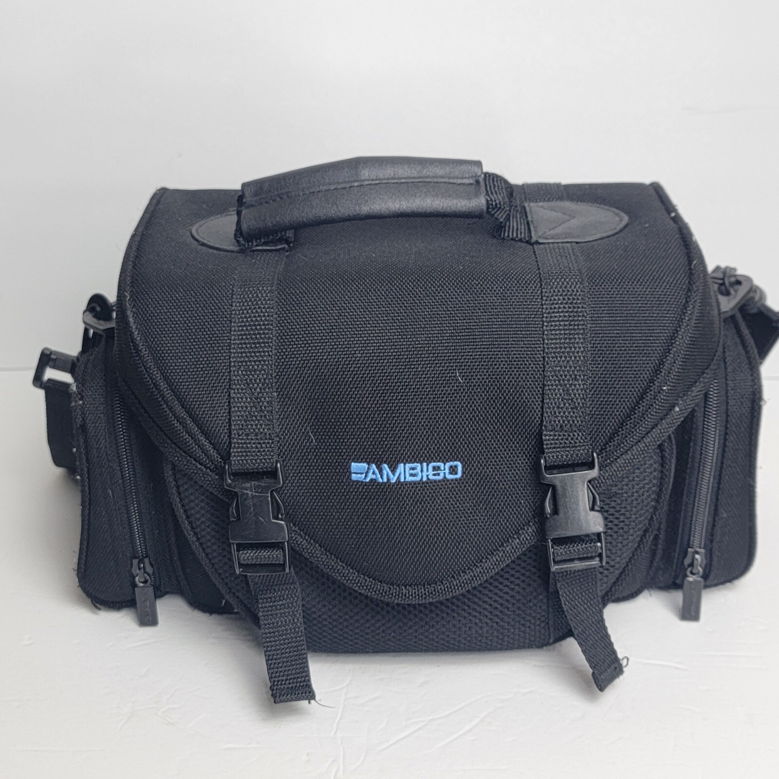 Ambico Camcorder Camera Bag Case Padded Soft Black Pockets Large Handle Strap-image