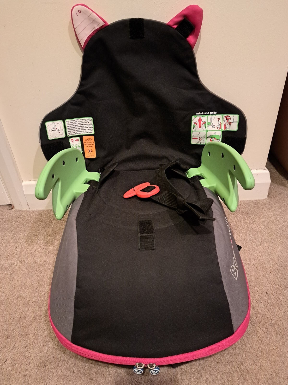 Trunki Boostapak Travel Backpack Booster Car Seat. Pink Booster Seat