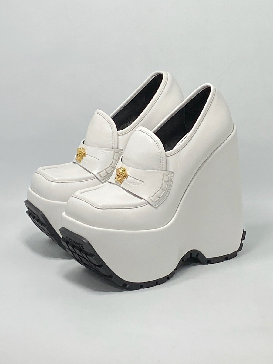 $1550 Versace Leather Platform Wedge Loafers size 36 Retail $1550