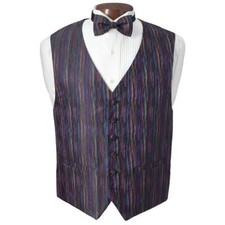 New Mardi Gras Multi Color Tuxedo Vest and Bowtie