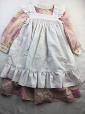Vintage Patchwork Pink purple White Pinafore Toddler Dress Size 4T Ruffles Flaws