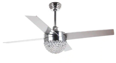 Parrot Uncle - Dreyer 48'' Indoor Chrome Downrod Crystal Ceiling Fan  F6223110V