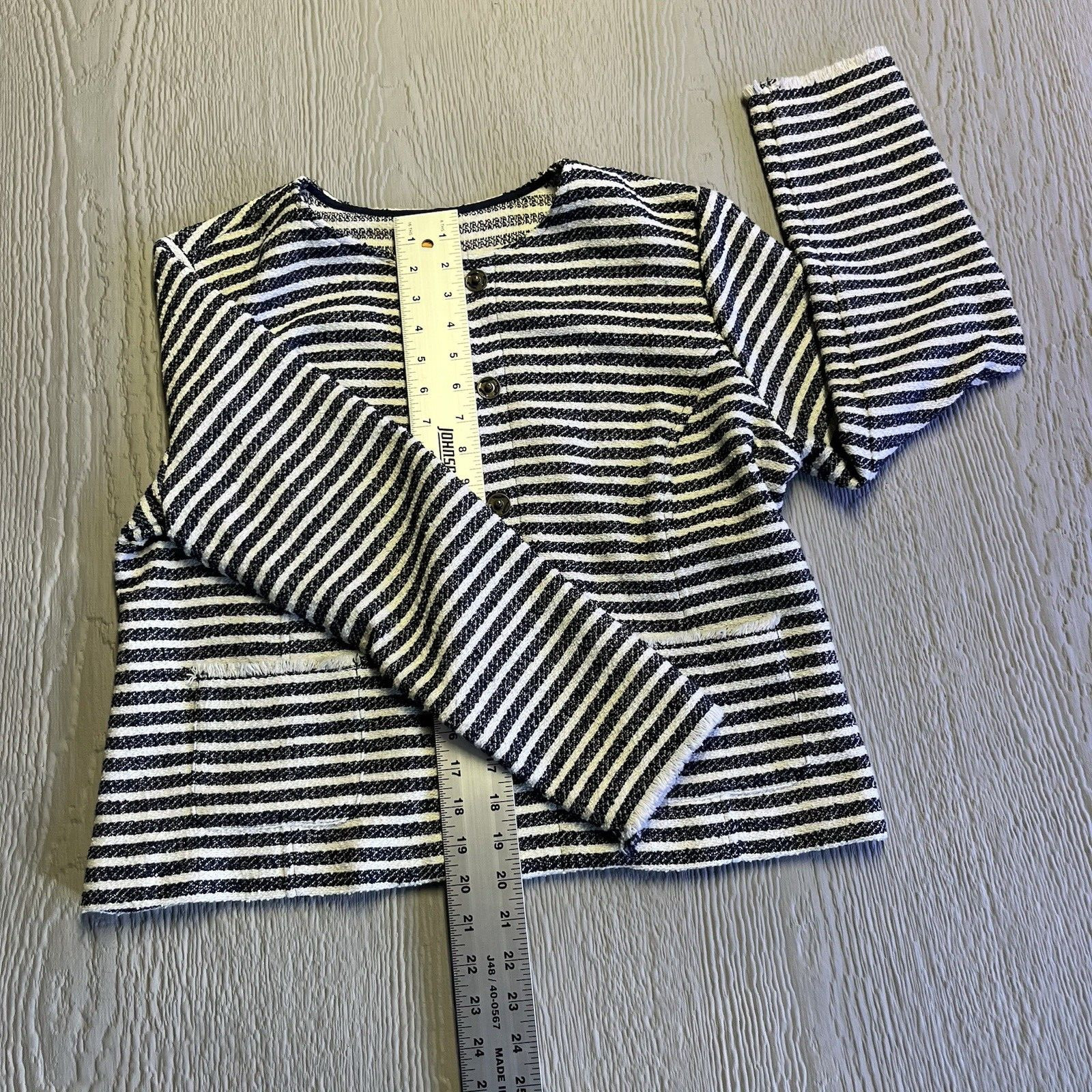 Ruby Rd Jacket Blue White Stripes Textured Blazer… - image 7