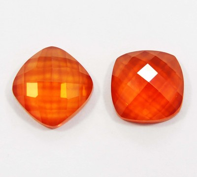 18 Ct Extremely Orange Sapphire Square Natural Certified Loose Gemstone Pair