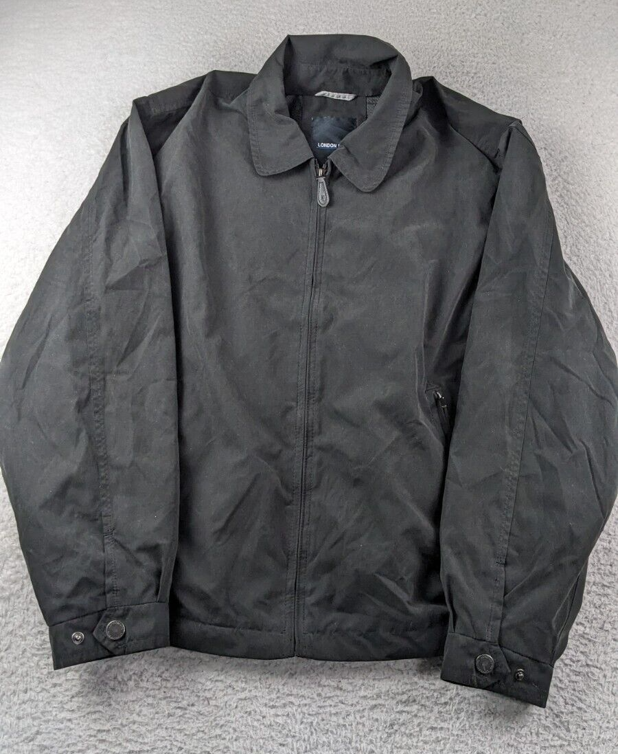 London Fog Men’s Black Lined Full Zip Bomber Jacket Size L