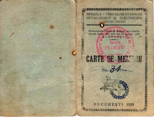 Romania, 1939, Member Card / ID Card - Metallurgical and Electrician Guild - Picture 4 of 4