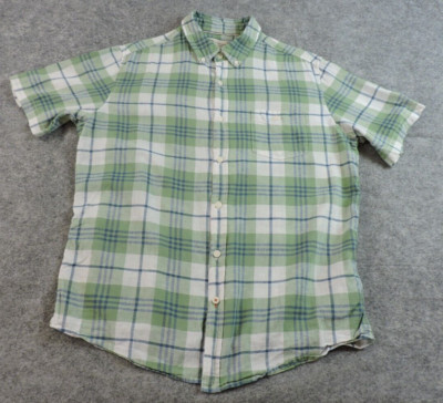 Weatherproof  Mens Large Washable Linen Short Sleeve Button Shirt