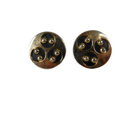 Vintage Swank Round Cuff Links Gold Tone Black Gold Centers