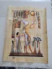 Hand Painted Egyptian Art on Real Papyrus Paper Ancient Pyramid Style Renderings