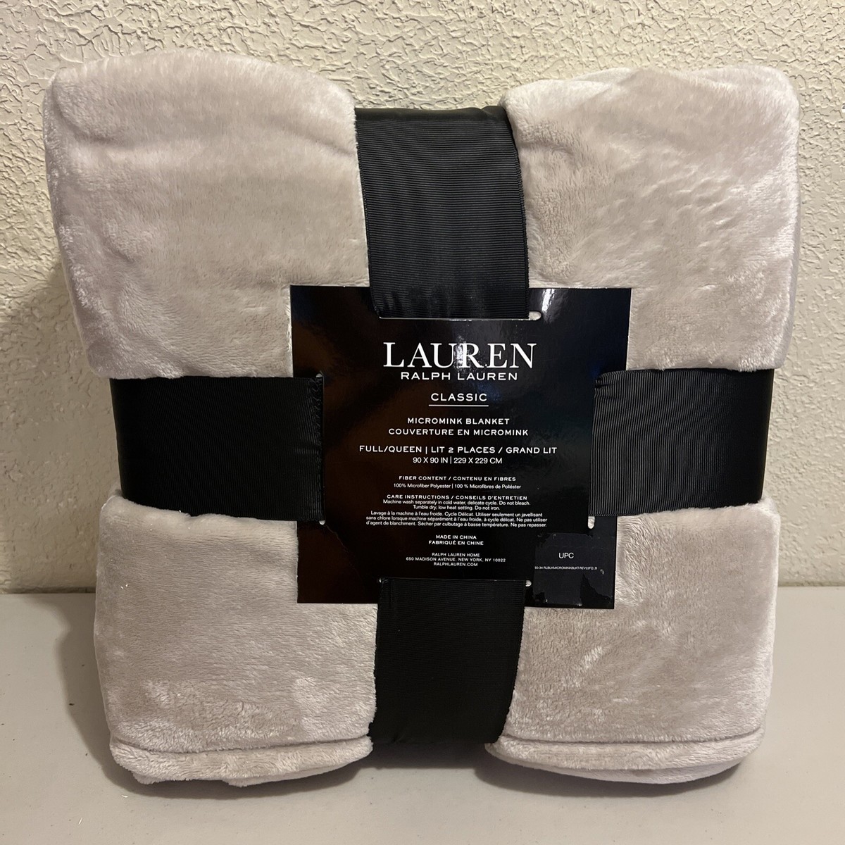 Ralph Lauren コットンブランケット Full/Queen Lauren Ralph Lauren Beige Classic Micromink Plush Full/Queen