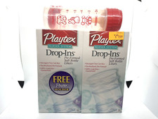 VTG Vintage 2003 Playtex Baby Nurser Drop-ins 8 oz 50 Count 2 pack Free holder