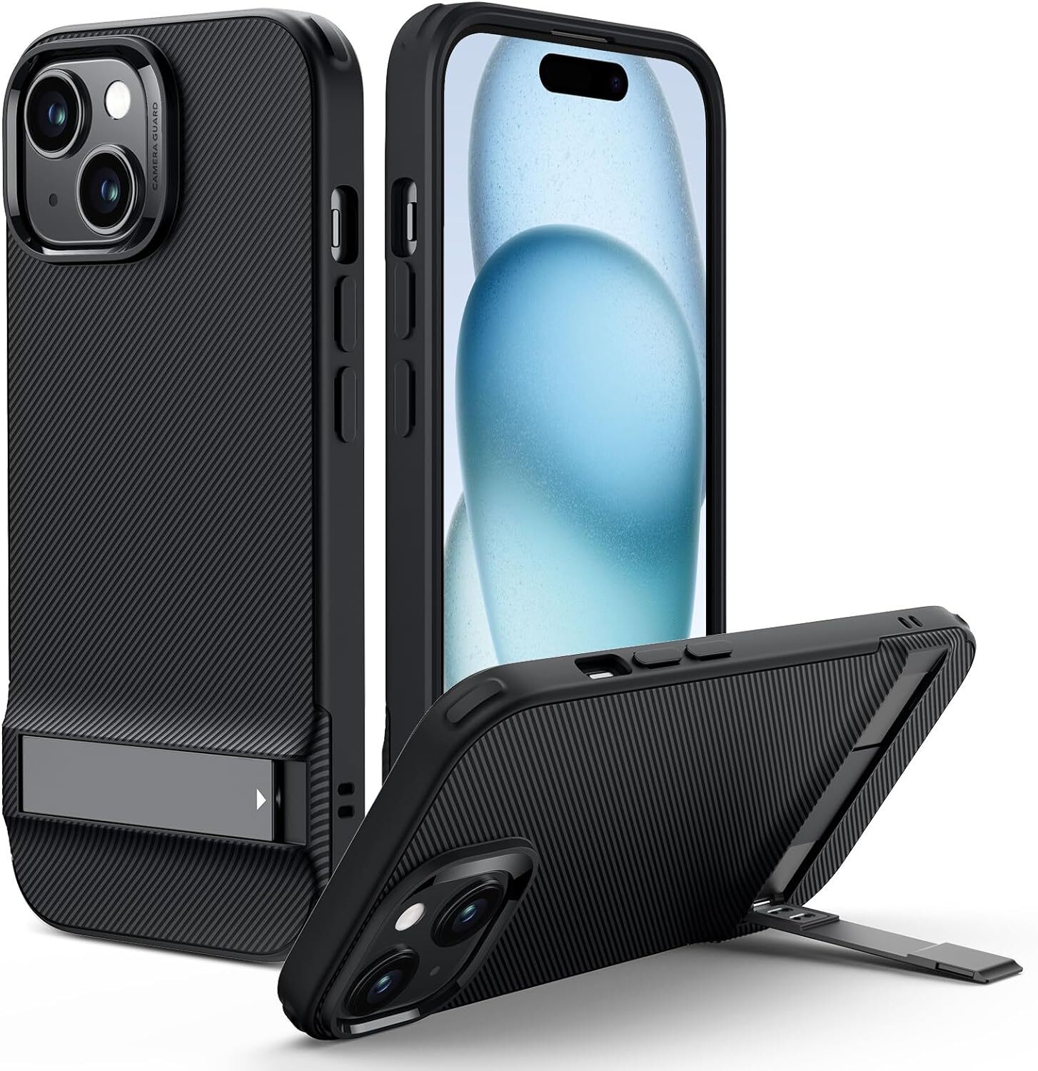 for iPhone 15 Case, Metal Kickstand Case, 3 Stand Modes, Military-Grade Drop Pro-image