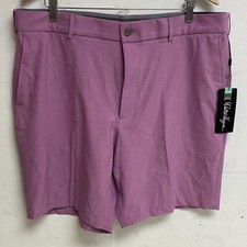 Walter Hagen Mens Performance 11 Micro Lines Golf Shorts Bright Magenta/ White