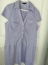EXPRESS Striped Dress women's L Blue