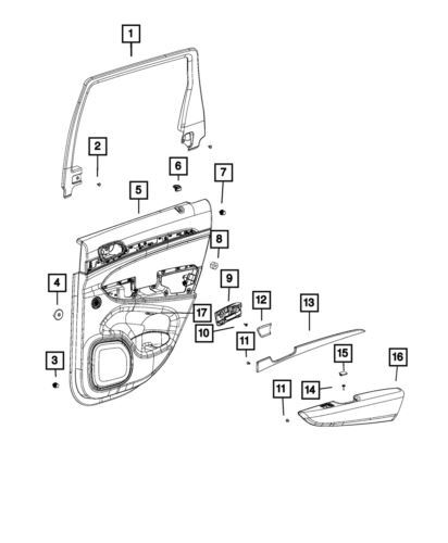 Revestimiento de puerta trasera derecha para Jeep Grand Cherokee 2017 (N/P 6GC92YSAAA)