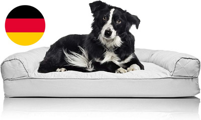 Large Orthopedic Dog Bed Quilted Sofa-Style W/Removable Washable Cover - Silver 