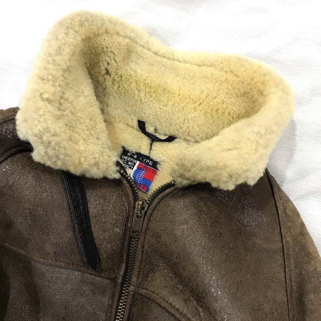 USA製　XLサイズ SCHOTT B-6 ムートン　フライトジャケット 茶 USA製 SCHOTT B-6 シープスキン ムートン フライトジャケット 38