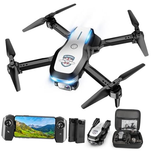 Foldable 1080P FPV Drone with Camera for Beginners - Silver Black Mini Drone-image