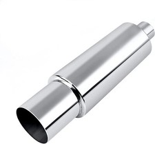 2.5 Inlet 4 Outlet Unburnt Exhaust Tip Muffler Stainless Steel Universal 18.6