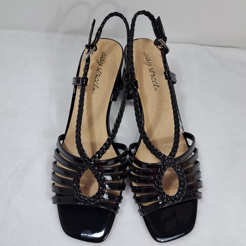 Nuovo sandalo donna Easy Street topazio, nero vernice, misura 9,5 tacco a blocco - Foto 2 di 13