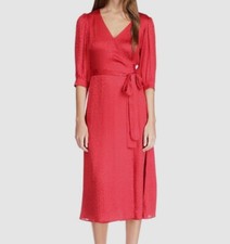 Michael Kors Jacquard Midi Wrap Dress - size Medium - Crimson Red