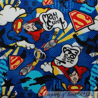BonEful Fabric FQ Cotton Quilt Flannel Marvel Superman Hero Star