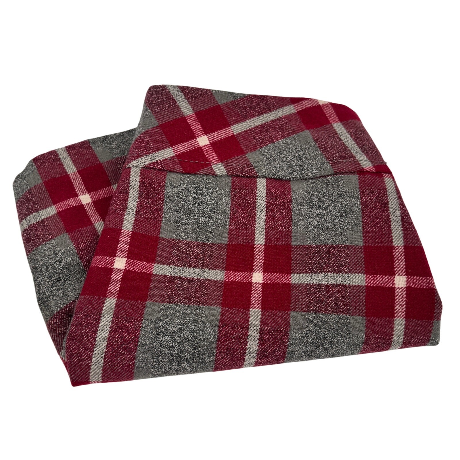 Eddie Bauer Womens Knee-Length Wool Blend Plaid Skirt Size 10 Red Gray Side Zip Lined