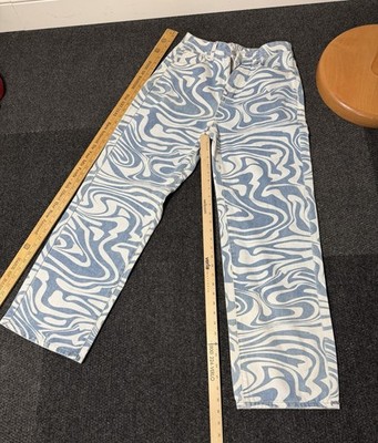 SHEIN Womens Baby Blue Wave Hippie 60 s Jean Women s Medium Rare