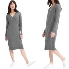 Everlane Grey Cashmere Sweater Dress V Neck Size Long Sleeve Size Large