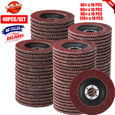 🔥40x FLAP GRINDING SANDING DISCS 115mm 4.5" 40 60 80 120 GRIT ANGLE WHEEL UK