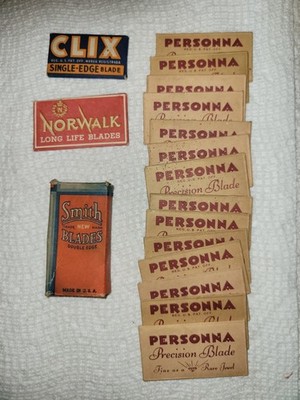 Vintage Razor Blades Personna 14, Clix 1, Norwalk 1, Smith (1 In Box)