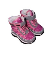 Khombu Snow Boots 5 Toddlers Pink Star Print High Top Hook Strap Fleece Lined