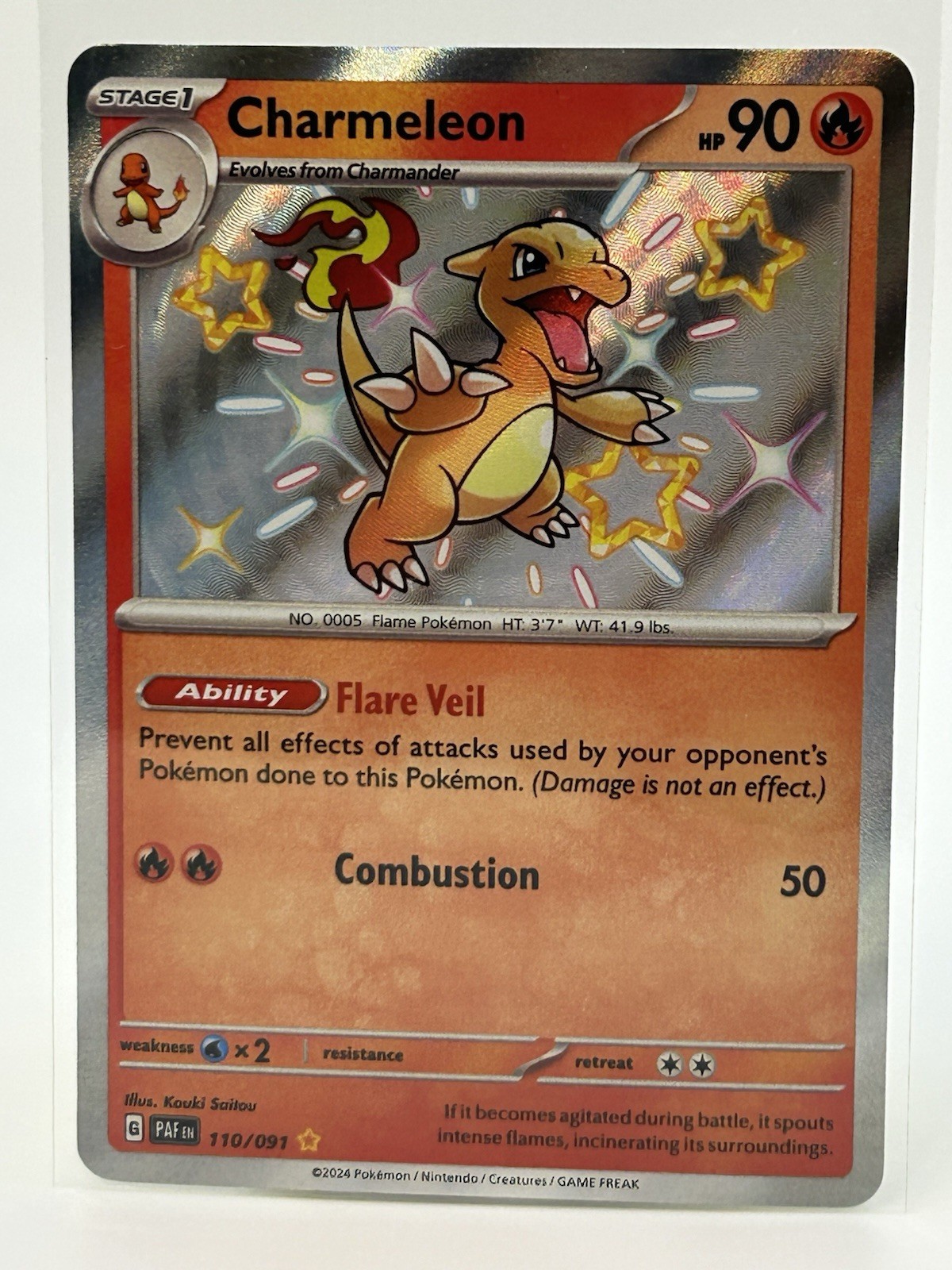 Charmeleon Shiny Rare 110/091 Pokemon TCG SV Paldean Fates NM