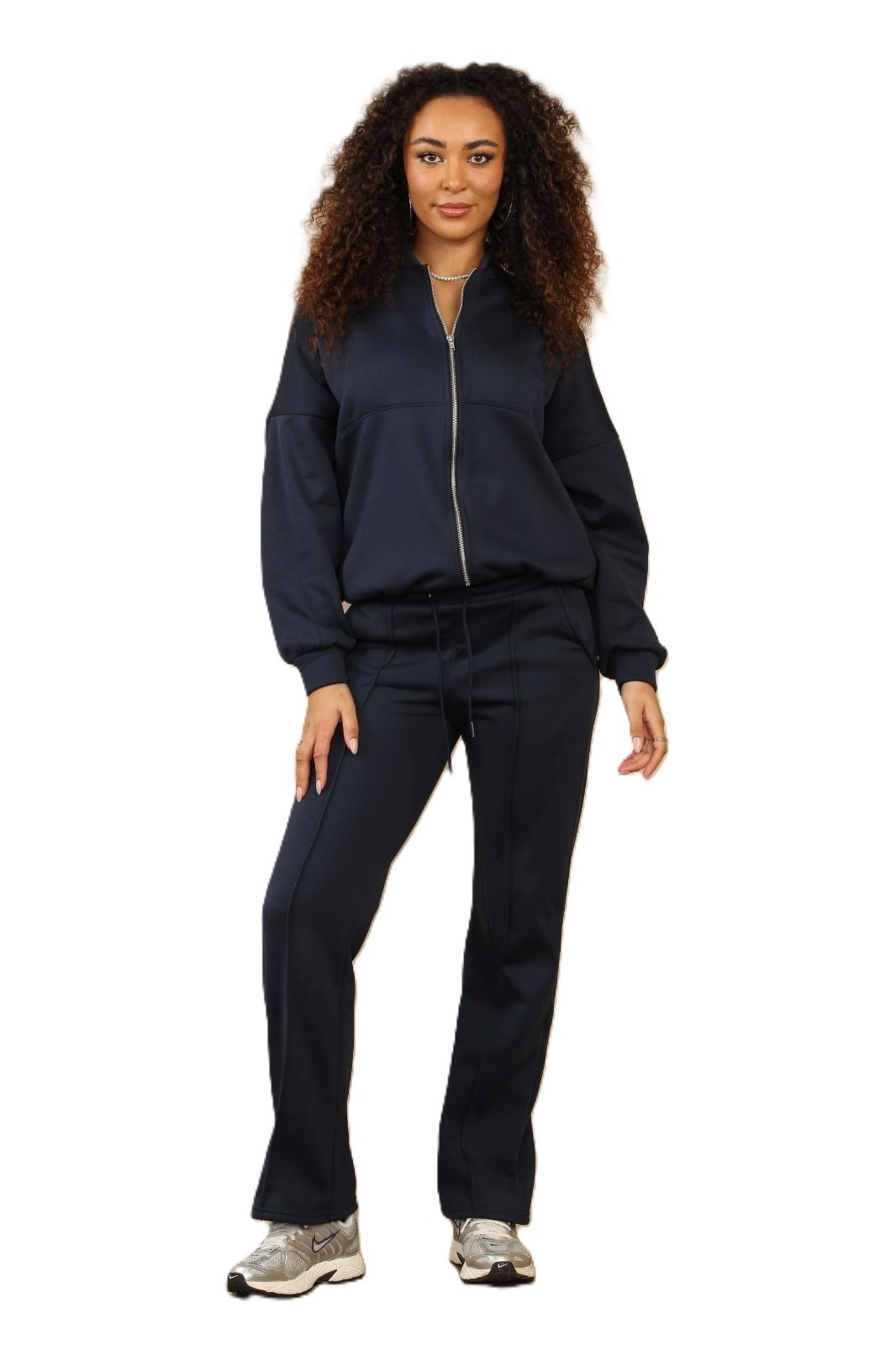 Women Bomber Oversize Baggy 2 Piece Lounge Wear Casual Set Ladies Suit Tracksuit thumbnail 4