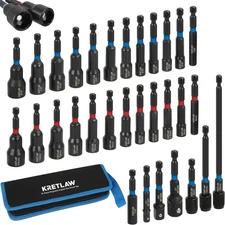 31PCS Magnetic Nut Driver Set, Impact Drill One Size, Blue Red Black 