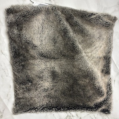 POTTERY BARN Faux Fur Pillow Cover 26x26 Inch Zippered Brown Gray Bear Animal
