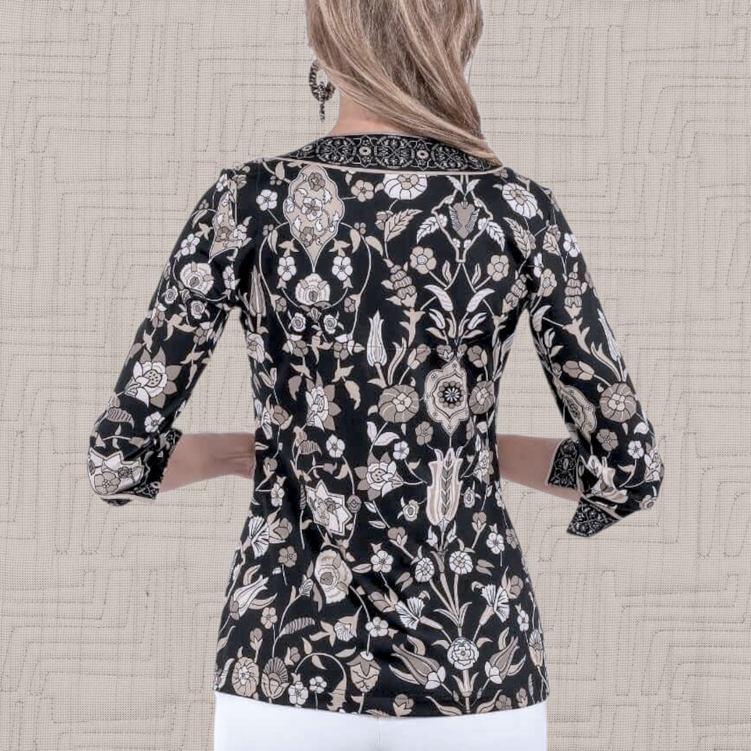 Gretchen Scott Topkapi Jersey Split Neck Tunic Fl… - image 6