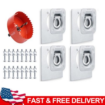 4 Pack Recessed D-Ring Tie Down Anchors 6,000 lb. Capacity, Heavy Duty Kit for T