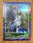 Giannis Antetokounmpo Autographed Optic Purple Card -IP Signed Milwaukee Bucks
