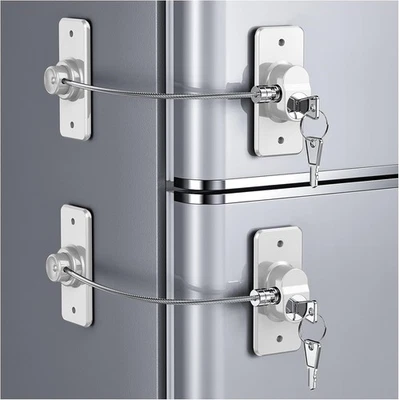 DOMIRA 2 Pack Refrigerator Freezer Door Lock – Strong Adhesive Child Safety with Keys