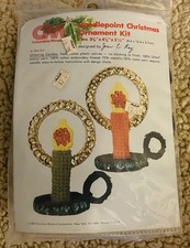 Vintage Columbia Minerva Christmas Needlepoint Ornament Kit Glittering Candles