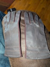Vintage Size 7 Brown Laminated Nylon PVC Formal Gloves Hong Kong 1970s