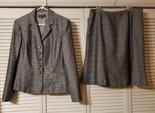 John Meyer 2-Piece Size 16 Jacket Skirt Suit Silvery Gray Lined Polyester