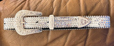 Girl Genuine Leather Embellished Crystal Rhinestone Western Belt